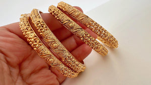 Indian Bangles 4 PC set /Pearl Bridal Bangle set/Gold Plated Wedding Bangles/Mix n Match bangles/Gold chuda Set/Indian jewelry