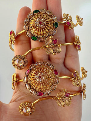 Ruby Green Baju bandh/Indian wedding jewelry/Vanki/ Armlet/ Indian Jewelry/Antique Kundan Ruby green Polki Baju Band/Antique Bajuband