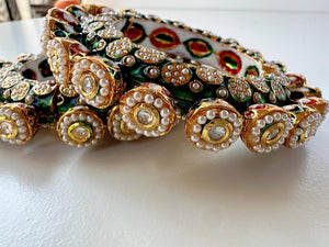 Rajwadi Kada/ Gold Ruby Green Bangles bangle /Antique gold Kada/Kundan bridal bangles set/Gold Kada/Indian bangles /Indian Wedding jewelry