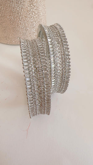 Rhodium Finish American diamond bangle/ Cz stone Silver diamond Indian bangles/Indian Jewelry /bridal jewelry/Cubic zirconia bangles Kada