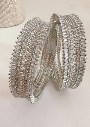 Rhodium Finish American diamond bangle/ Cz stone Silver diamond Indian bangles/Indian Jewelry /bridal jewelry/Cubic zirconia bangles Kada