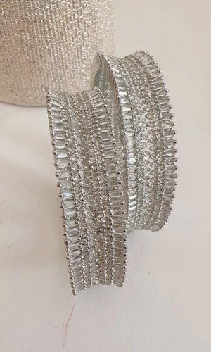 Rhodium Finish American diamond bangle/ Cz stone Silver diamond Indian bangles/Indian Jewelry /bridal jewelry/Cubic zirconia bangles Kada