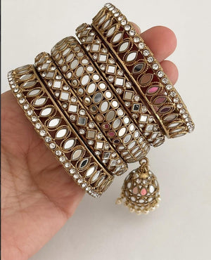 Punjabi Mirror chuda bangles set/Punjabi Mirror jhumka bangles set/Kangans/Statement bangles/Indian jewelry/wedding jewelry/