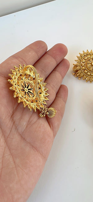 Hair Choti With 9 Flower's Jada Set/Gold Plated Hair Brooch/Hair choti Accessory for Women/Wedding Bridal Jewelry 9 Piece
