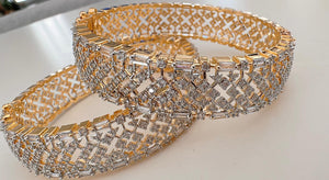 2 Tone gold American diamond bangle/ Cz stone 2 tone gold kada / Indian bangles/Indian Jewelry /bridal jewelry/Diamond bracelet