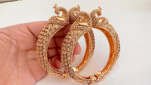 Peacock Openable Gold kada /Antique gold Kada/Kundan bridal bangles set/Gold Kada/Indian bangles Bracelets