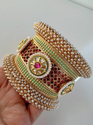 Openable Rajwadi single wide kada /Antique gold Kada/Kundan bridal Kada /Gold Kada/Indian bangles /Indian Wedding jewelry