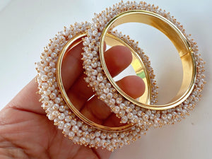 Mix Match Pearls bangles pair/Gold Plating Gold Pearl Bangle Set/ Indian Bangles/ Pakistani jewelry/ Indian jewelry/ Pearl Kada