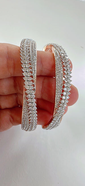 Rose gold Silver American diamond bangle/ Cz stone rose gold kada bangle /Rose gold bracelet/indian bangles/Indian Jewelry /bridal jewelry
