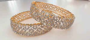 2 Tone gold American diamond bangle/ Cz stone 2 tone gold kada / Indian bangles/Indian Jewelry /bridal jewelry/Diamond bracelet