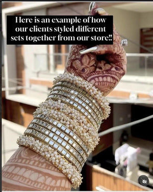 Mix Match Pearls bangles pair/Gold Plating Gold Pearl Bangle Set/ Indian Bangles/ Pakistani jewelry/ Indian jewelry/ Pearl Kada