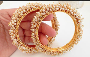 Mix Match Pearls bangles pair/Gold Plating Gold Pearl Bangle Set/ Indian Bangles/ Pakistani jewelry/ Indian jewelry/ Pearl Kada