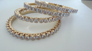 gold 4 PC Set /Silver diamond Cubic Zirconia Designer Bangles /Indian Jewelry / Indian Bangle/gold diamond Bracelets