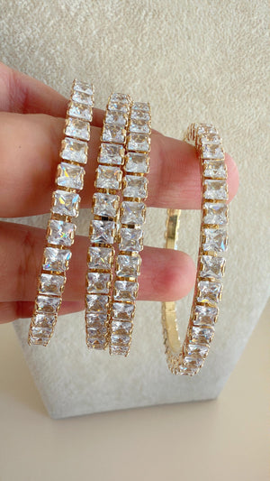gold 4 PC Set /Silver diamond Cubic Zirconia Designer Bangles /Indian Jewelry / Indian Bangle/gold diamond Bracelets