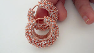 Rose Gold Diamond Big Huggie Hoop Earrings/Diamond hoops/ Diamond earrings/Indian jewelry/Diamond Hoop Earrings/Diamond huggie earrings