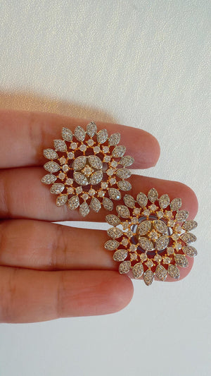 Diamond CZ 2 tone gold Diamond studs /Indian Studs/Indian Jewelry/diamond Studs/Statement Stud Earring/Kundan Stud Earrings