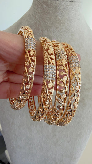 Gold diamond Bangles /Flower Design real gold look like bangle design/Indian Bangles/ Indian jewelry/wedding jewelry/Gold r Kundan bangles/