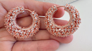 Rose Gold Diamond Big Huggie Hoop Earrings/Diamond hoops/ Diamond earrings/Indian jewelry/Diamond Hoop Earrings/Diamond huggie earrings