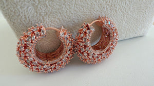 Rose Gold Diamond Big Huggie Hoop Earrings/Diamond hoops/ Diamond earrings/Indian jewelry/Diamond Hoop Earrings/Diamond huggie earrings