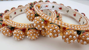 Multi pearls Rajwadi Kada / Gold Pearl Kada/ Emerald Rajwadi Kada /Indian Wedding jewelry/ Kundan bridal bangles/Rajwadi Jadau Kada