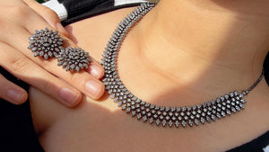 Black Rhodium Finish diamond choker /Indian jewelry/ CZ Choker/Bridal choker/ Indian Necklace/Black Rhodium Finish Choker Necklace