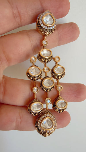 Restocked Sabyasachi-Inspired Moissanite kundan Earrings/Elegant Statement Jewelry/Antique Moissanite Polki Earrings/Bridal Diamond earrings