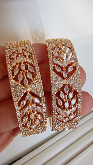 Gold American diamond bangle/diamond kada / Indian bangles/Indian Jewelry /bridal jewelry/Diamond bracelet/Bridal bangles