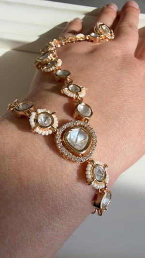 Moissanite diamond Hathphool /Diamond pearl hand harness/Indian Jewelry/Hand Jewelry/single Haath phool/Hathh Panja