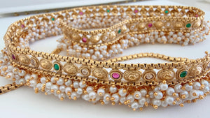 1 Gram gold Bridal Ruby green Belly chain /Waist belt/Indian Belly Chain/ Adjustable Gold Belly chain/ Gold Plated belly chain kamarband