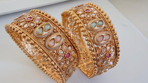Openable Rajwadi multi color single wide kada /Antique gold Kada/Kundan bridal Kada /Gold Kada/Indian bangles /Indian Wedding jewelry