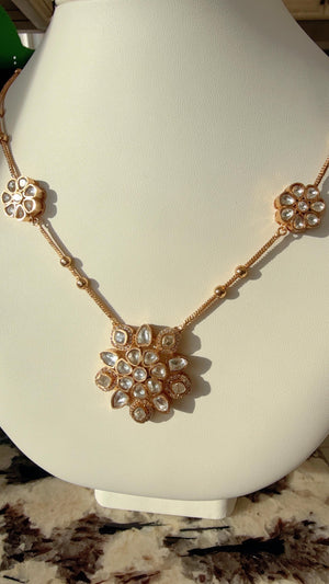 Premium Moissanite Pendant Set/Kundan Stone long chain Necklace/ Indian Bridal Jewelry/Uncut Moissanite Polki Kundan Wedding Jewelry