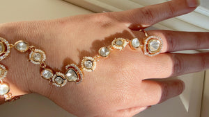Moissanite diamond Hathphool /Diamond pearl hand harness/Indian Jewelry/Hand Jewelry/single Haath phool/Hathh Panja