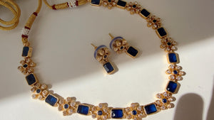 Petite classy Antique Polki Kundan necklace/Wedding necklace/Blue necklace/Indian necklace/Indian jewelry/Polki Blue necklace