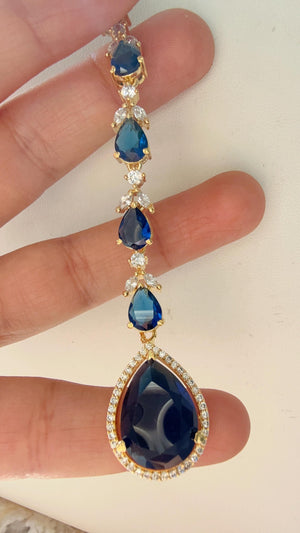 Diamond gold Tone Blue Maang tikka/ Indian Wedding Jewelry/ Pakistani Jewelry/ Matha patti/ Indian forehead jewelry/Indian Jewelry