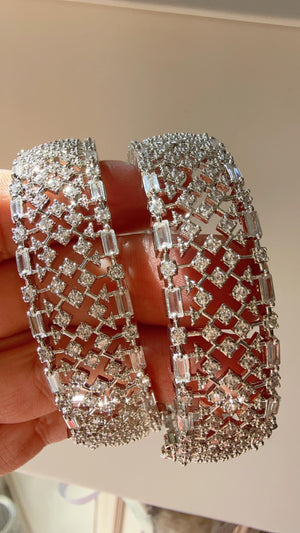 2 Tone gold American diamond bangle/ Cz stone 2 tone gold kada / Indian bangles/Indian Jewelry /bridal jewelry/Diamond bracelet