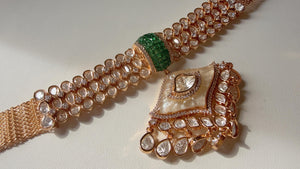 Semi Bridal Mother of pearl Moissanite choker necklace Set/Kundan Moissanite Necklace/ Indian Bridal Jewelry/Kundan Wedding Jewelry