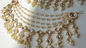 5 Layers heavy loook bridal Gold kundan pearl Ear Chain/Sahare/Earring support chain/Kaan sahara/Bahubali Earrings/Indian Jewelry