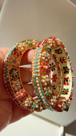 Rajwadi Jadau Statement Multi pearl Kada/Antique gold Kada/Kundan bridal bangles set/Gold Kada/Indian bangles /Indian Wedding jewelry