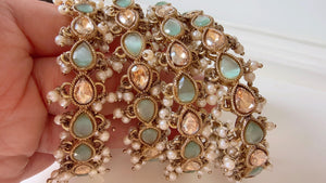 Mint Kundan Pearl Bangles 4 PC/Indian Bangles/ Indian jewelry/wedding jewelry/Mint Kundan bangles/Polki Kundan bangles