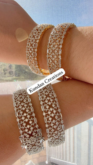 2 Tone gold American diamond bangle/ Cz stone 2 tone gold kada / Indian bangles/Indian Jewelry /bridal jewelry/Diamond bracelet