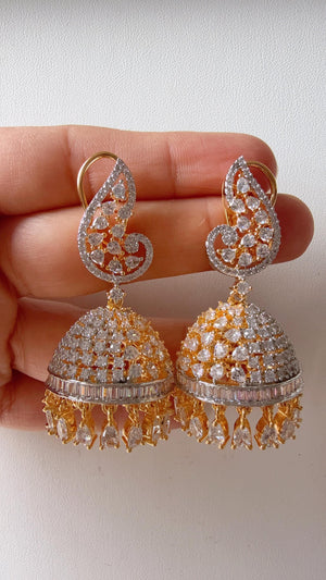 Antique look Diamond hoops Earrings/Antique Diamond Bali Hoops /Indian Earrings// Kundan Jhumka /Cubic Zirconia jhumka earrings