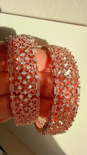 2 Tone gold American diamond bangle/ Cz stone 2 tone gold kada / Indian bangles/Indian Jewelry /bridal jewelry/Diamond bracelet