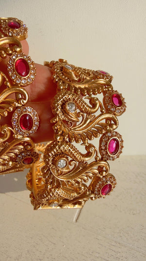 New Arrival Traditional Gold Plated Meenakari Rajwadi peacock Kada /Ruby Green Antique gold Kada/Kundan Gold Kada/Gold Look alike Bangle