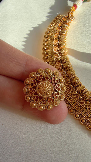 Antique Gold choker studs Necklace/Indian wedding jewelry/South Indian Jewelry/Wedding necklace/Temple Jewelry