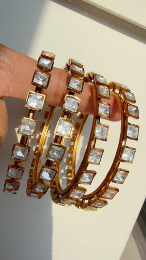 Moissanite diamond 4 Pc Bangles set Next to real / Moissanite gold kada / Set of 4 Bridal Moissanite bangles/bridal diamond bangles