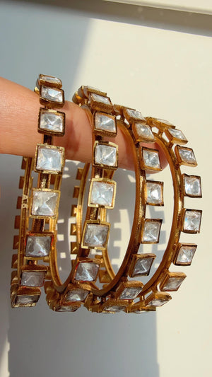 Moissanite diamond 4 Pc Bangles set Next to real / Moissanite gold kada / Set of 4 Bridal Moissanite bangles/bridal diamond bangles