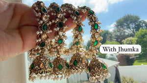Bridal Green chooda Green Emerald Kundan Pearl Bangles 4 PC/Indian Bangles/ Indian jewelry/wedding jewelry/green Kundan bangles/