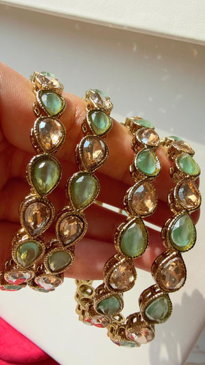 Antique finish Kundan polki Mint Bangles Set(4 Pc)/Indian bangles/Indian Jewelry/ Mint Kundan Bangles/ kundan bangles/Bridal bangles