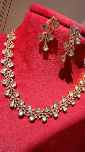 Moissanite diamond necklace set/Polki Kundan diamond choker Necklace / Indian Bridal Jewelry/Indian Wedding jewelry