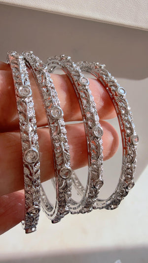 Silver diamond Bangles /Flower Design real silver bangle design/Indian Bangles/ Indian jewelry/Cut Work Filigree Bangles/Gift For her